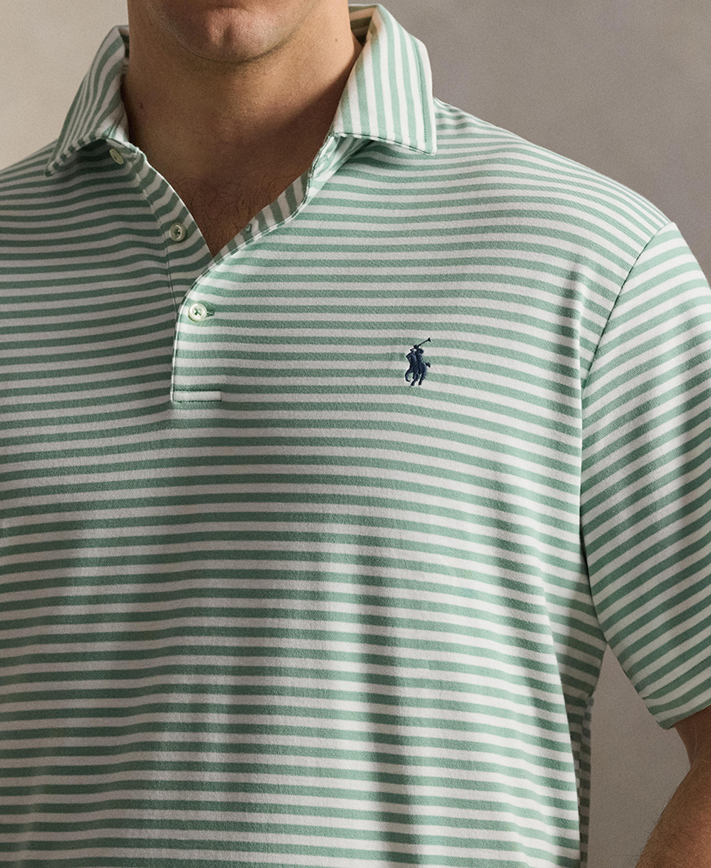 Polo Ralph Lauren Men's Big & Tall Striped Polo Shirt - Faded Mint/White