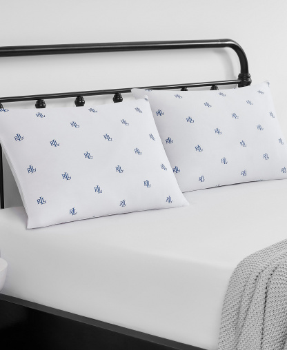 Lauren Ralph Lauren Logo Medium Density 2-Pack Down Alternative Pillow, Standard/Queen - White