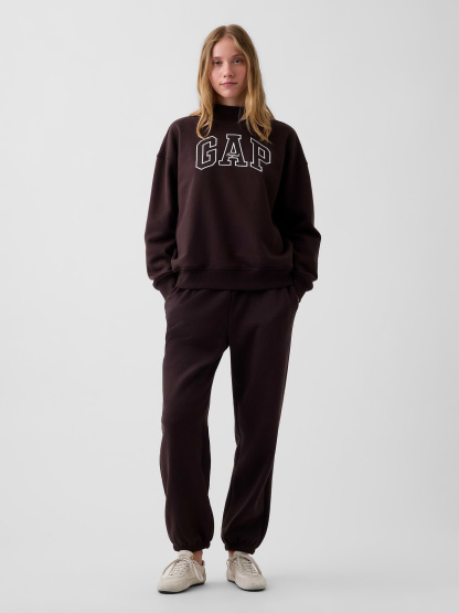 VintageSoft Oversized Mockneck Logo Sweatshirt - Brown