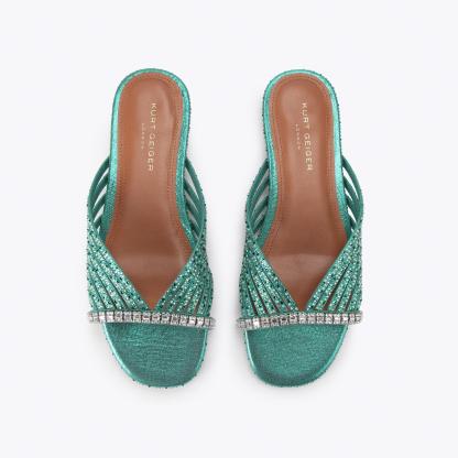 Kurt Geiger London Crystal Strap Flat Mule - Green - view 3