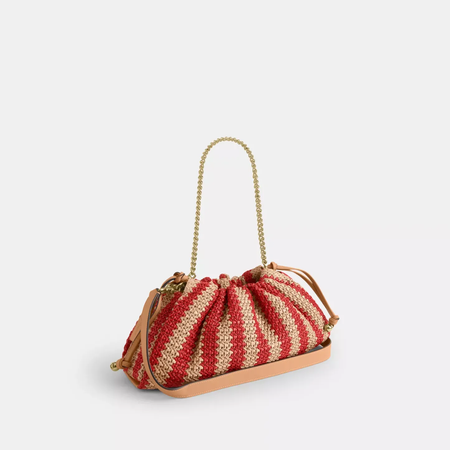 Faye Large Shoulder Bag With Stripes - Gold/Red/Tan - view 6