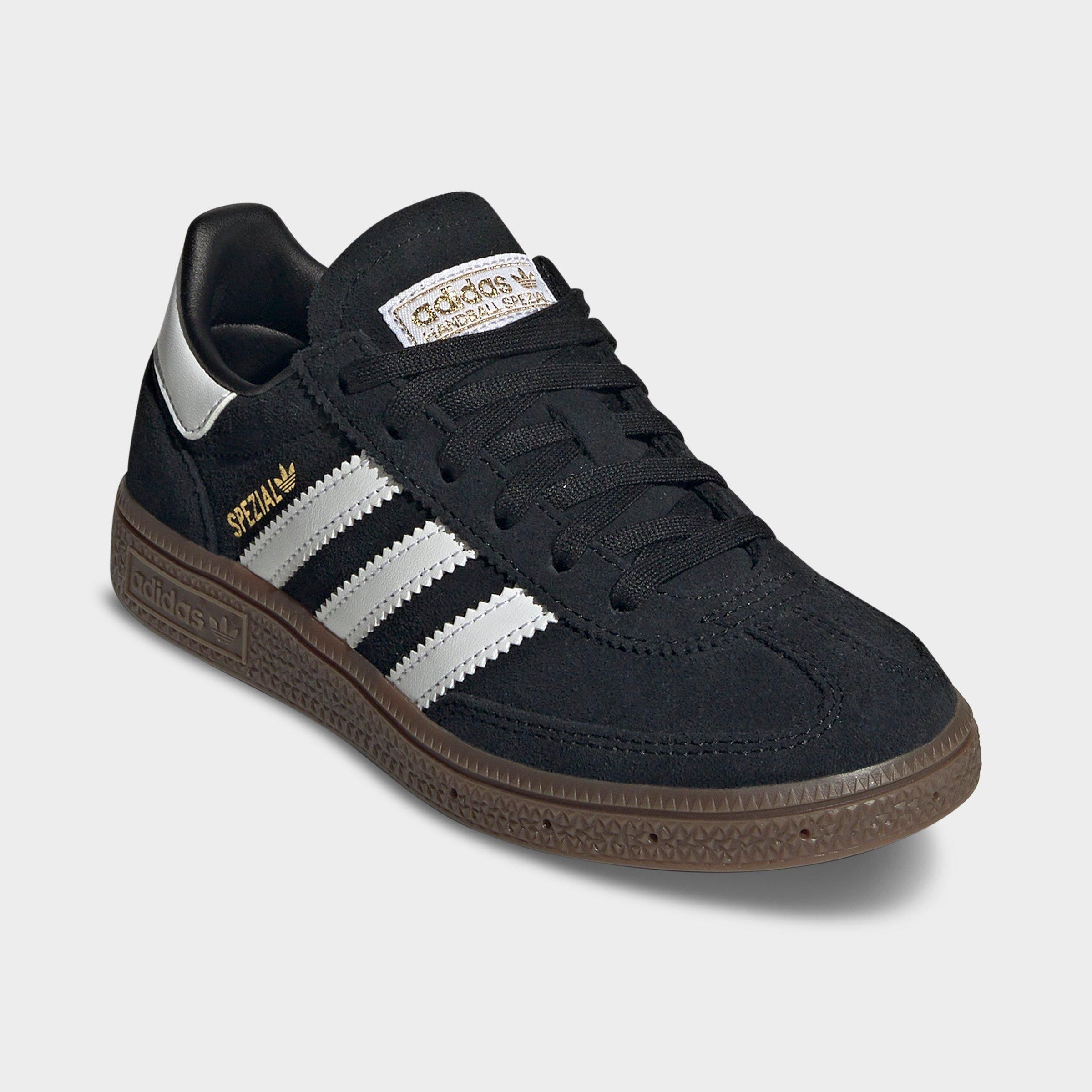 Girls' Little Kids' adidas Originals Handball Spezial Casual Shoes - Black/White/Gum - Both shoes facing left