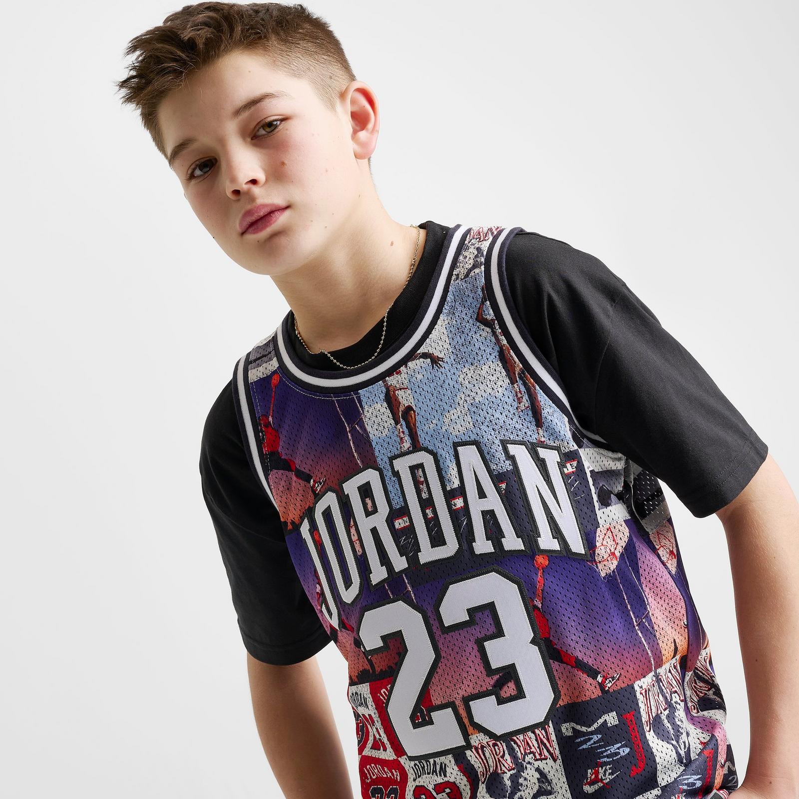 Big Kids' Jordan 23 Printed Jersey - Off Noir/Multi - view 5