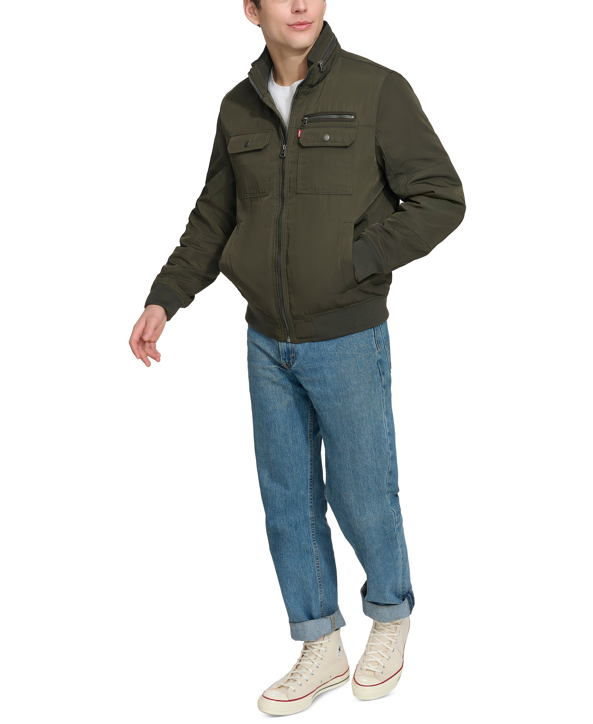 Levi's Men's Twill Stand-Collar Jacket - Army Green