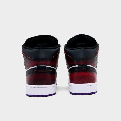 Men's Air Jordan Retro 1 Mid SE Casual Shoes - True Red/White/Court Purple/Black - view 4