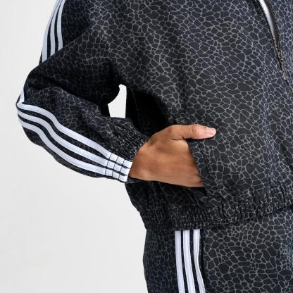 Women's adidas Originals Allover Print Firebird Oversized Track Jacket - Black/Grey Six - view 6