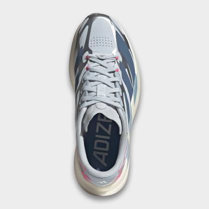 Women's adidas Adizero EVO SL Exo Running Shoes - Part 1 - Halo Blue/Preloved Ink/Silver Metallic - Top view