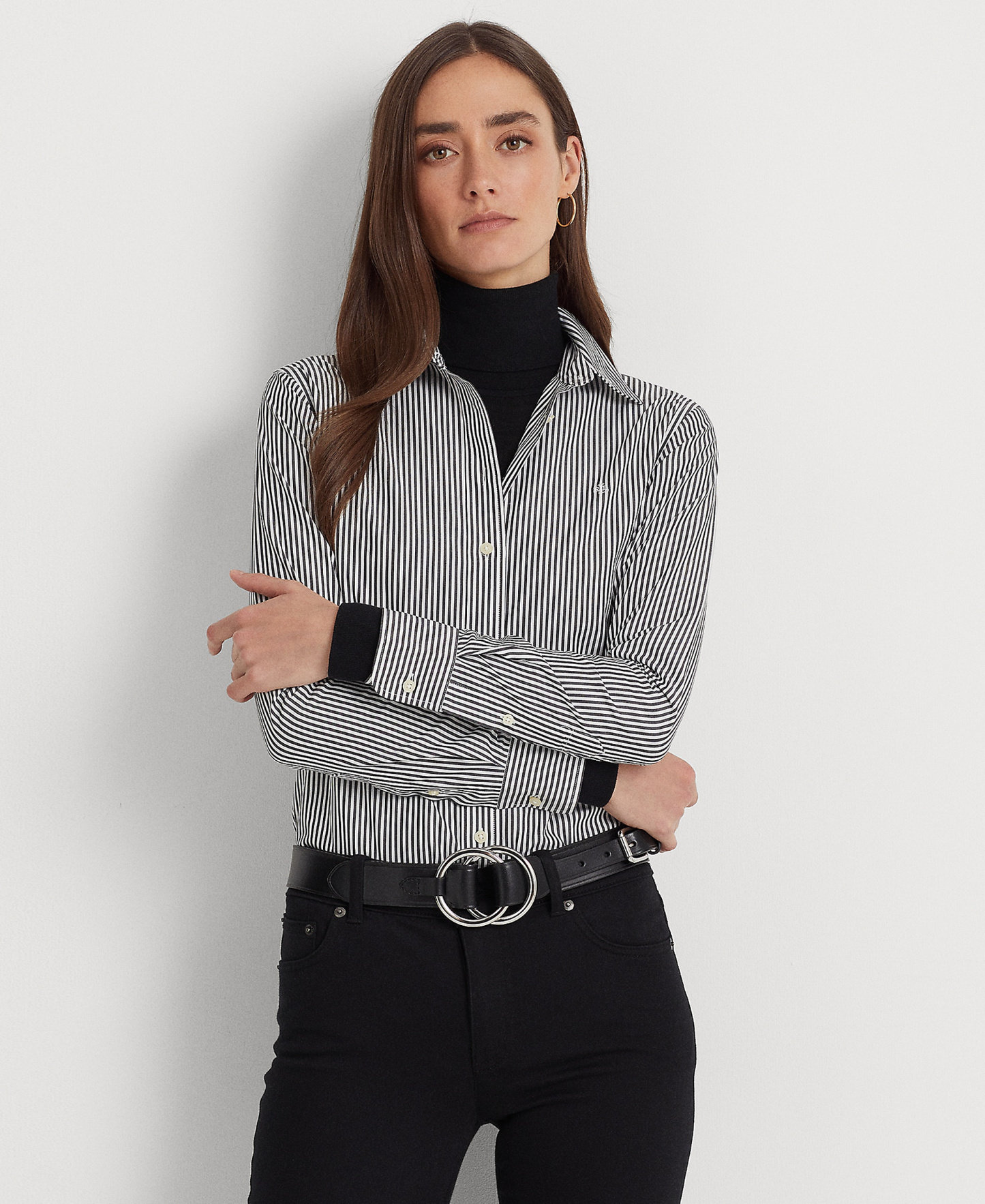 Lauren Ralph Lauren Non-Iron Straight-Fit Shirt - Black/White