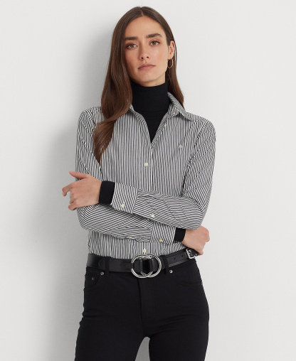 Lauren Ralph Lauren Non-Iron Straight-Fit Shirt - Black/White