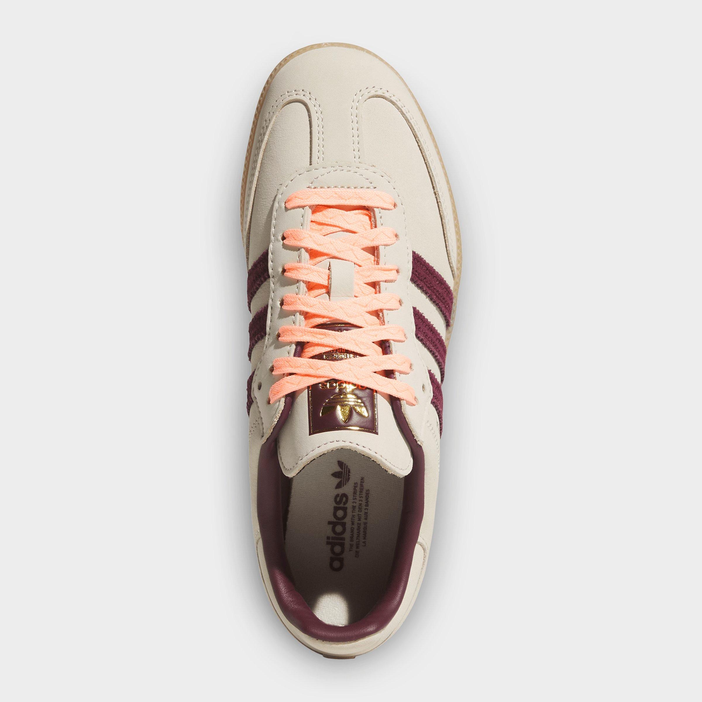 Women's adidas Originals Samba OG Casual Shoes - Part 3 - Wonder White/Maroon/Frozen Turbo - Top view