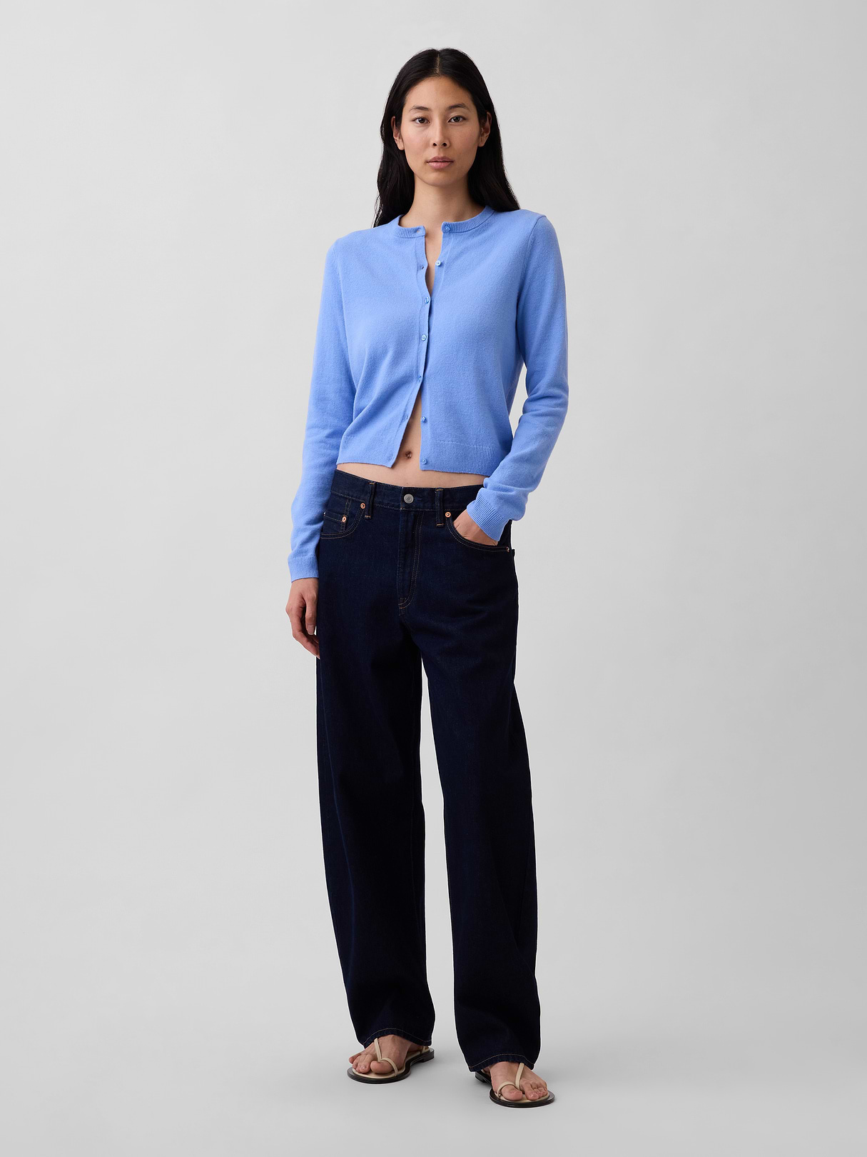CashSoft Crop Cardigan - Shirting blue
