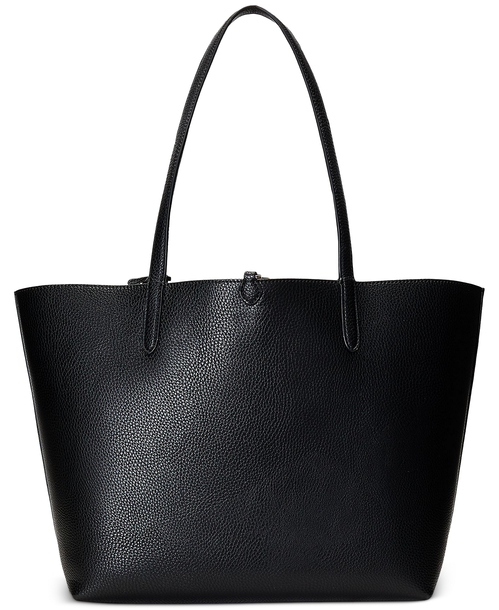 Lauren Ralph Lauren Faux-Leather Reversible Extra Large Tote Handbag - Black/Taupe/Gold