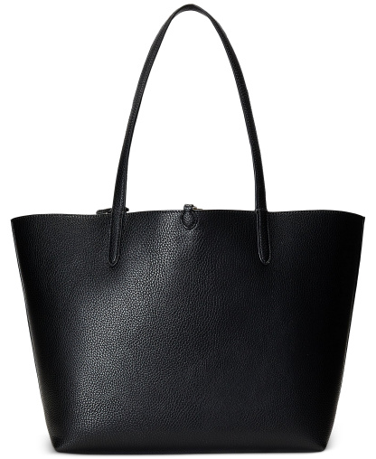 Lauren Ralph Lauren Faux-Leather Reversible Extra Large Tote Handbag - Black/Taupe/Gold