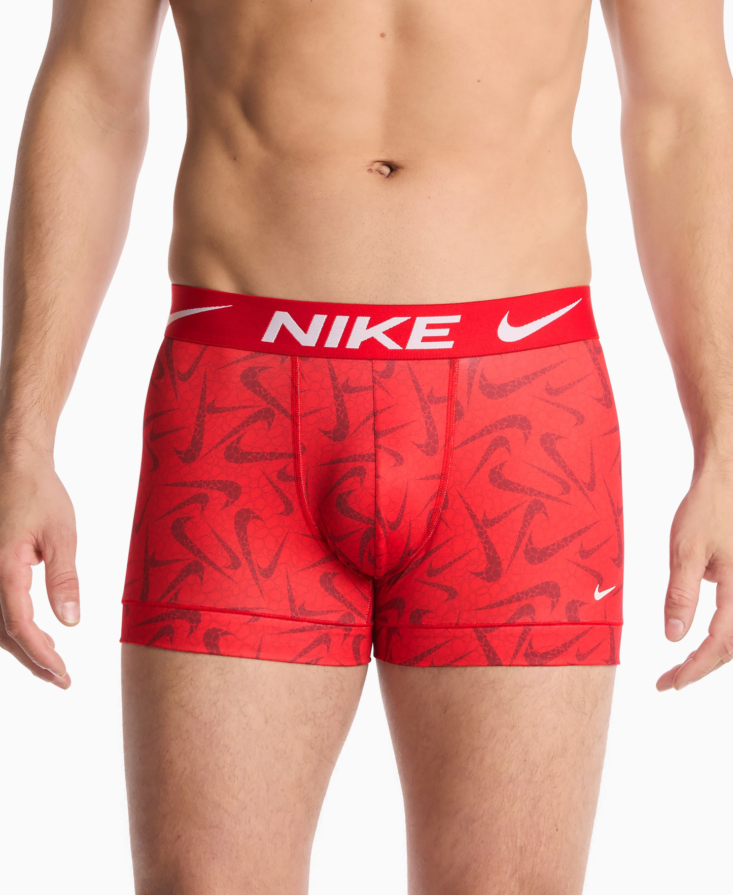 Nike Men's 3-Pack Dri-FIT Essential Micro Trunk - Uni Red Pebble Swoosh Print/ Blue Crystal/ Black