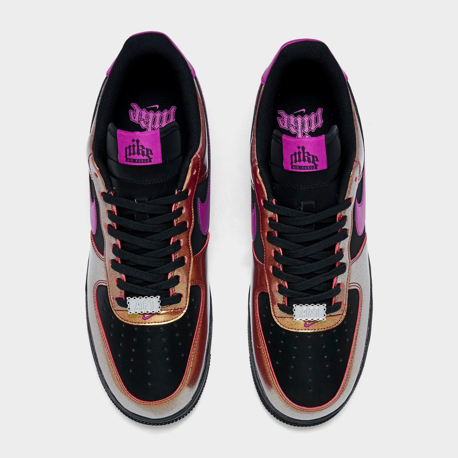 Men's Nike Air Force 1 '07 LV8 SE Glam Rock Casual Shoes - Black/Gold/Bold Berry