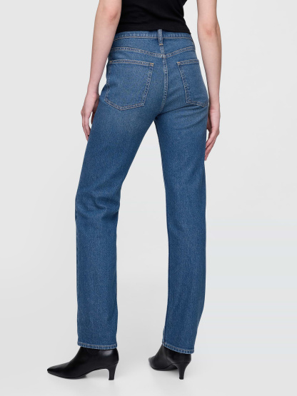 High Rise Twisted-Seam '90s Slim Straight Jeans - Western medium wash