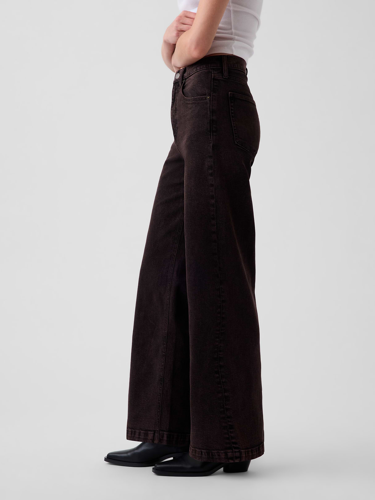 High Rise Stride Wide-Leg Jeans - Terra brown