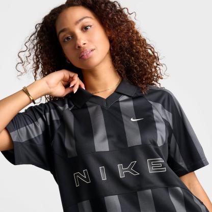 Women's Nike Sportswear Striped Oversized Jersey - Black/Black/Black/Chalk