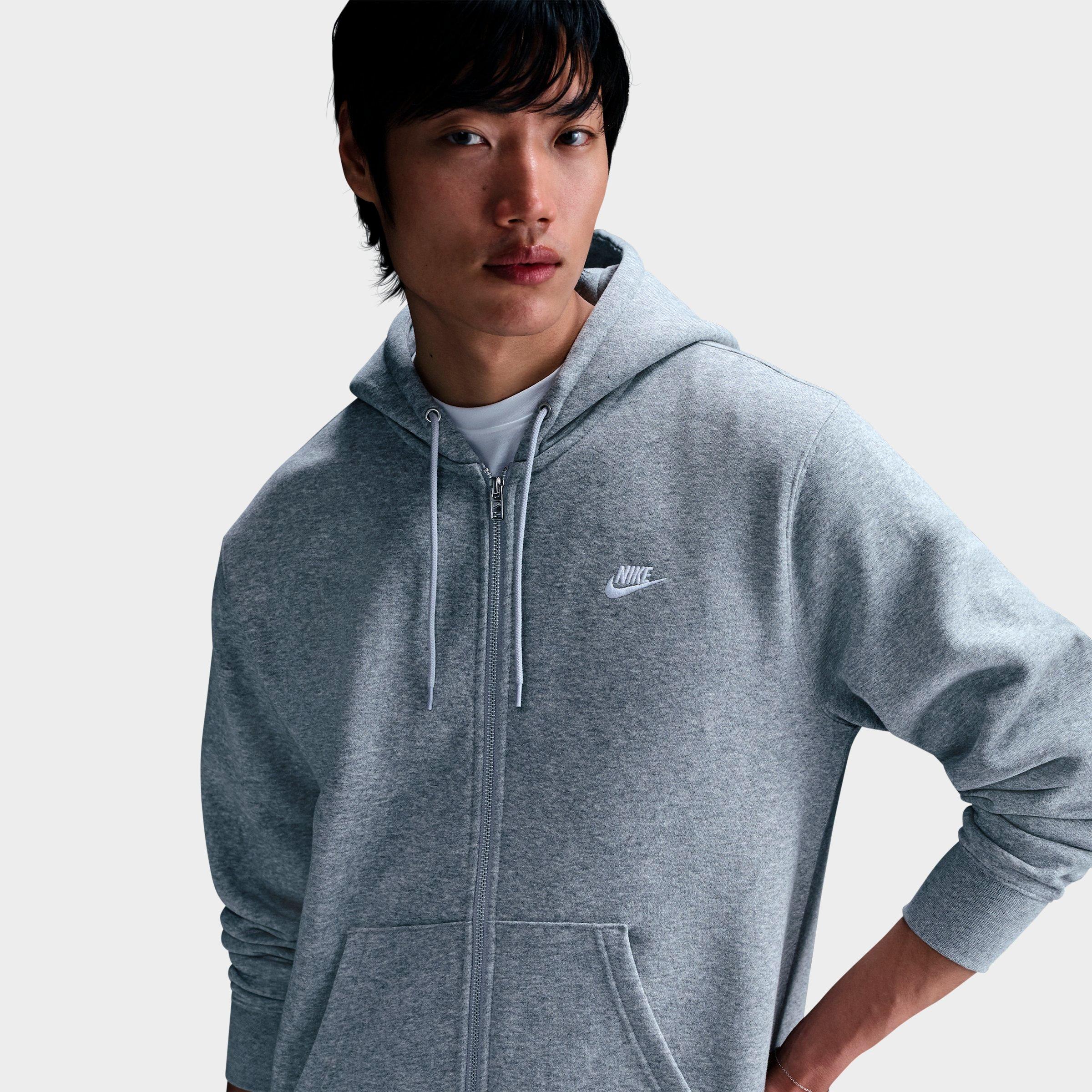Men's Nithtke Club Fleece Embroidered Premium Full-Zip Hoodie - Part 1 - Dark Grey Heather/Light Smoke Grey/White
