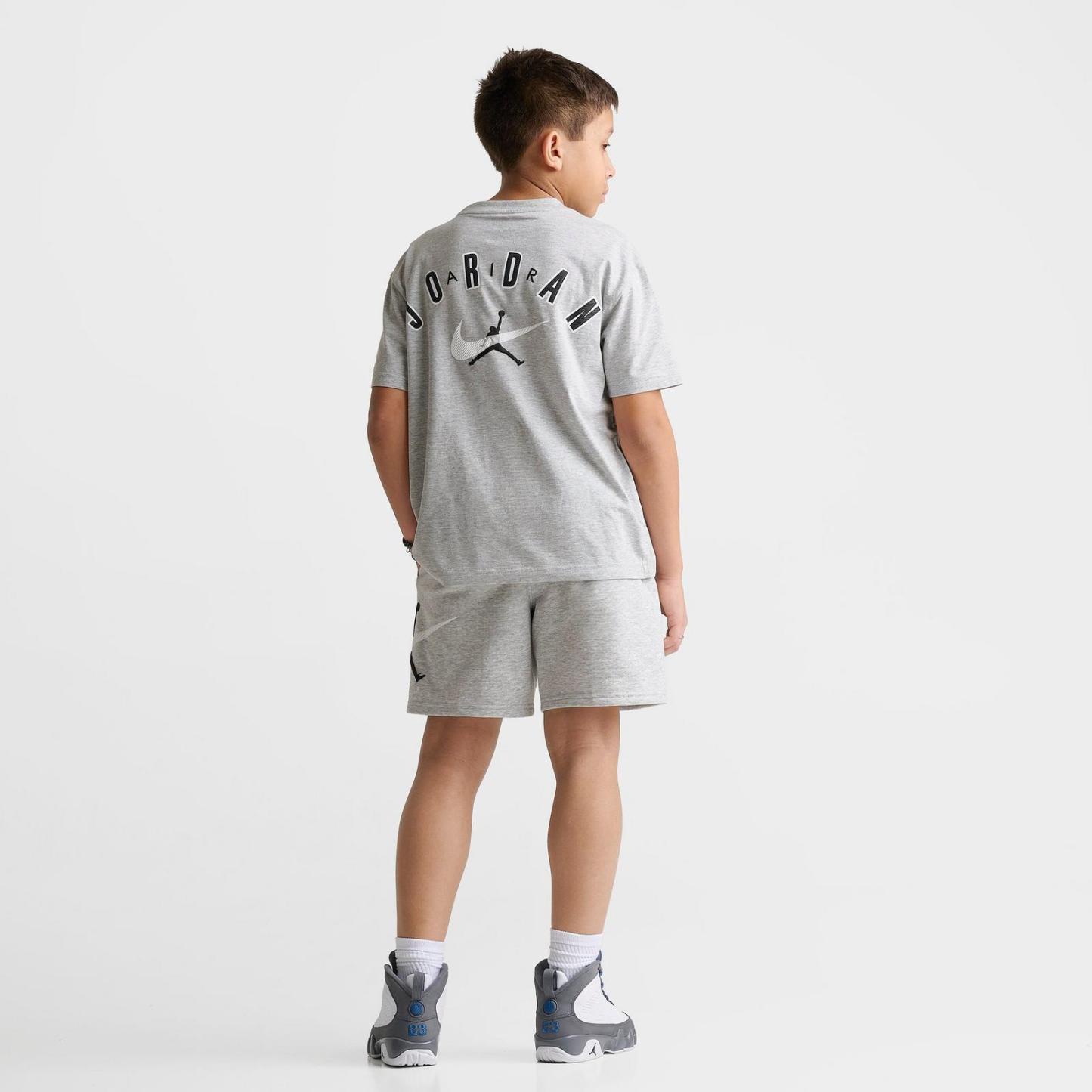 Big Kids' Jordan Brooklyn Swoosh Logo T-Shirt - Light Gray Heather - view 2