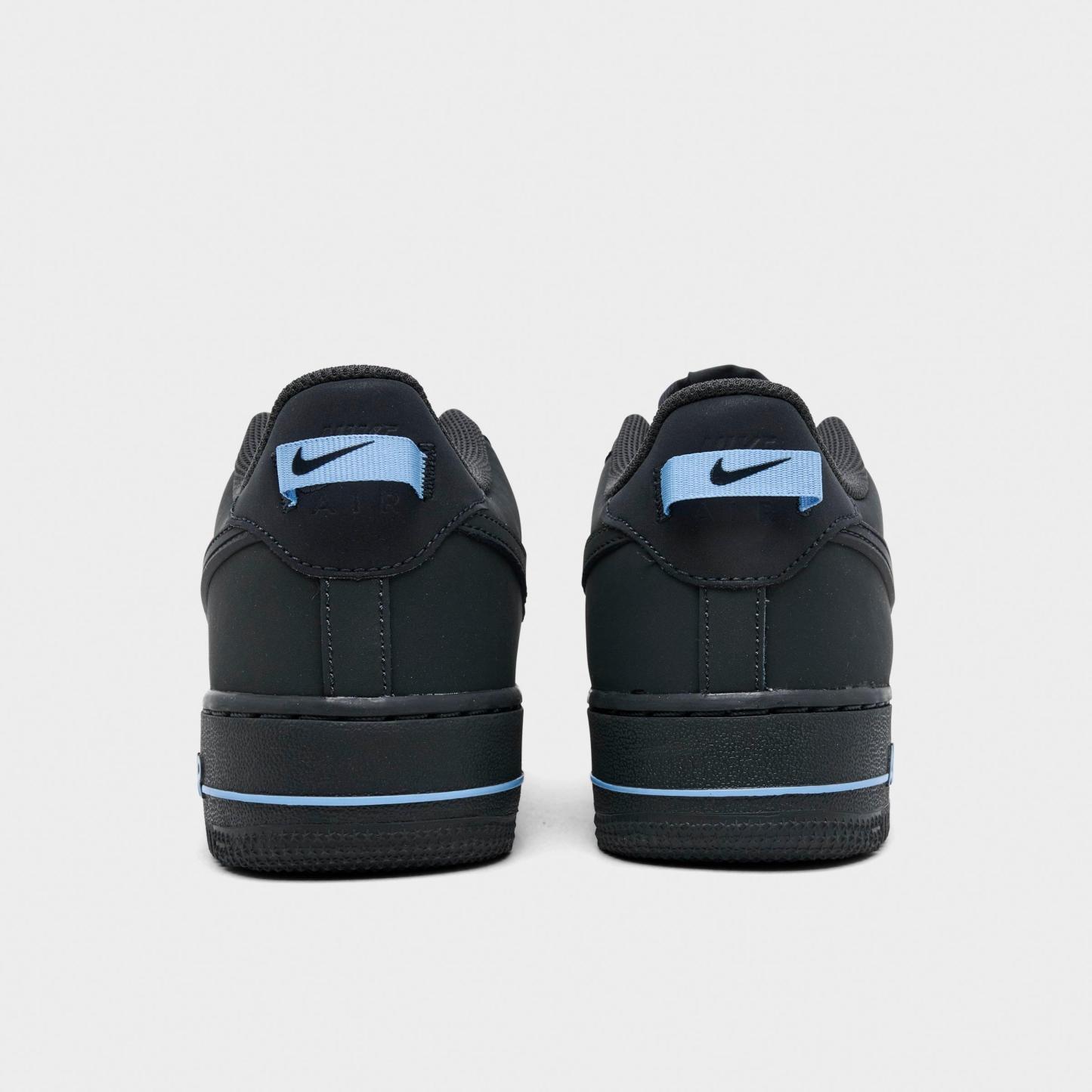 Big Kids' Nithtke Air Force 1 Low Casual Shoes - Black/Football Blue - Back view