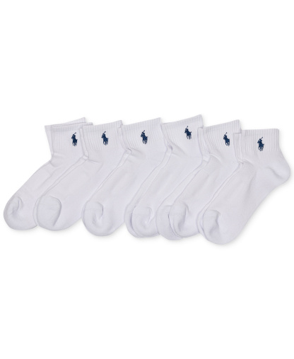 Polo Ralph Lauren Women's 6-Pk. Cushion Quarter Socks - White