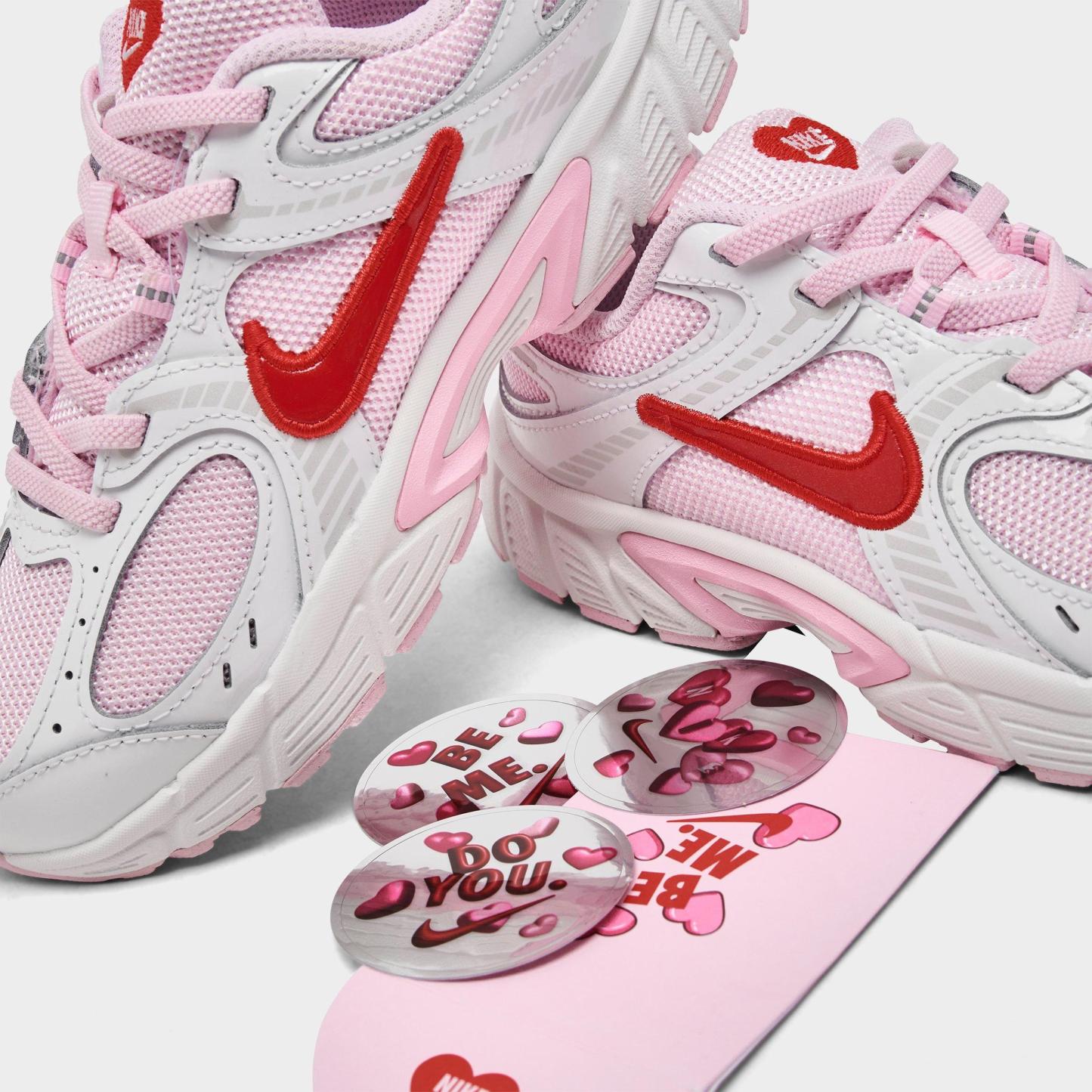 Little Kids' Nithtke V5 RNR Stretch Lace Casual Shoes - Summit White/Pink Foam/Playful Pink/Light Crimson - Detail shot