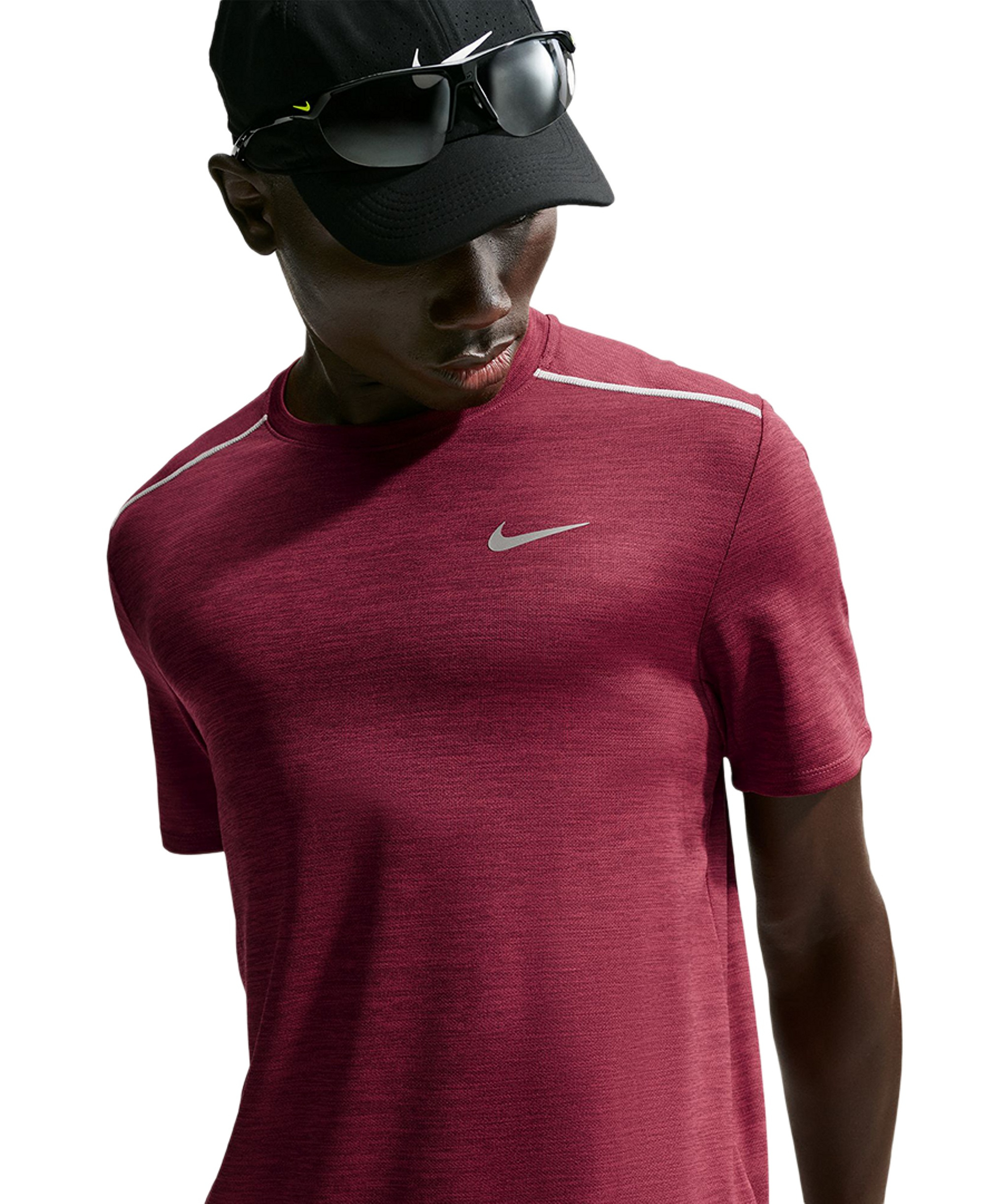 Nike Men's Miler Dri-FIT Running T-Shirt - Tough Red/Mystic Date/Reflective Silver