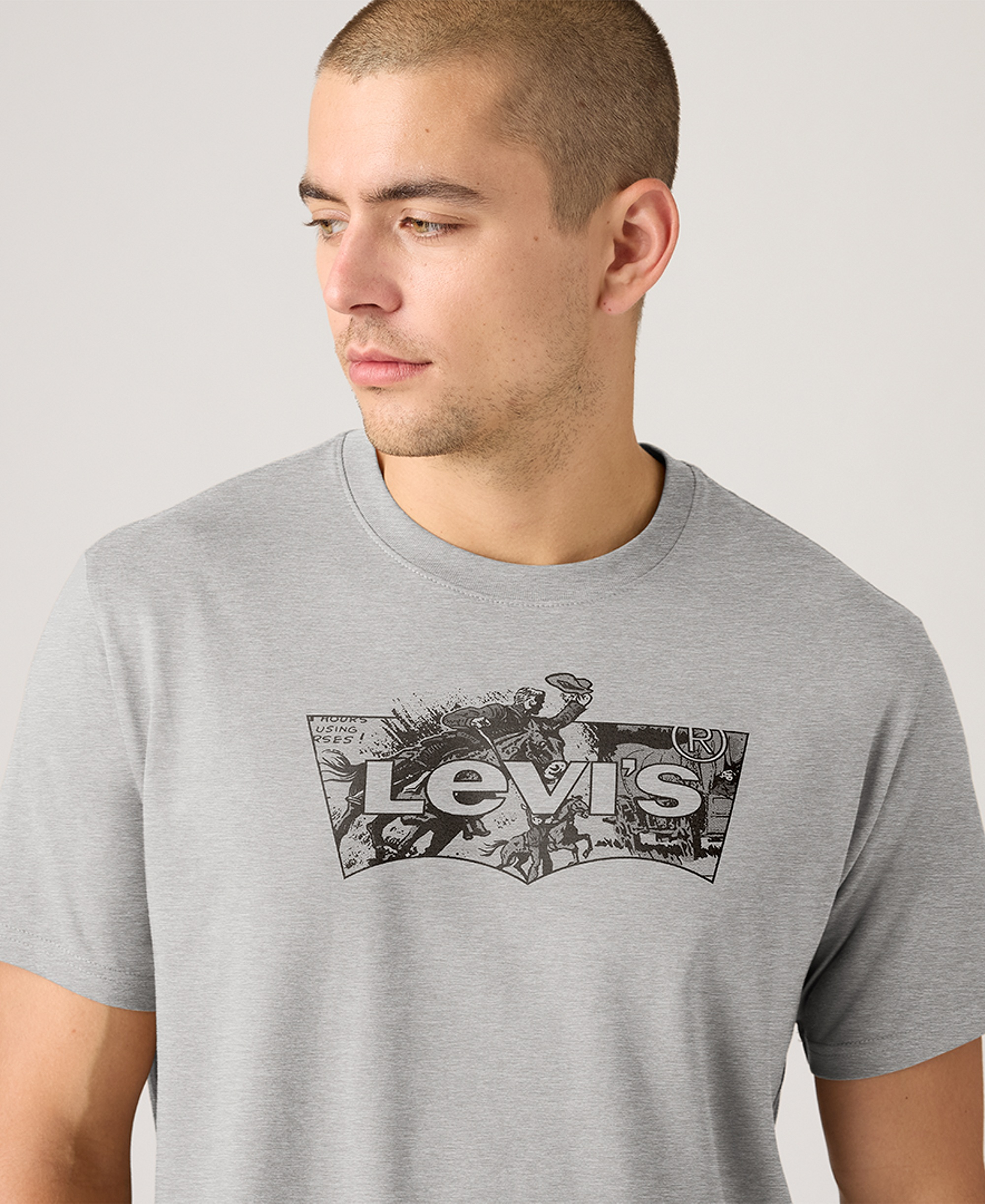 Levi's Men's Graphic Logo Batwing Short-Sleeve T-shirt - Gray