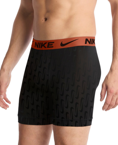 Nike Men's DRI-FIT Essential Micro Boxer Briefs, 3-Pack - Black Swoosh Link Print/Picante Red/Pure Platinum