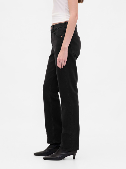 High Rise '90s Slim Straight Jeans - Black wash