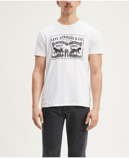 Levi's Men's 2-Horse Graphic Regular Fit Crewneck T-shirt - White