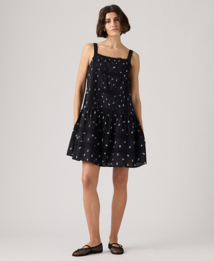 Levi's Premium Women's Kate Floral Square Neck Mini Dress - Angela Daisy V3 Anthracite