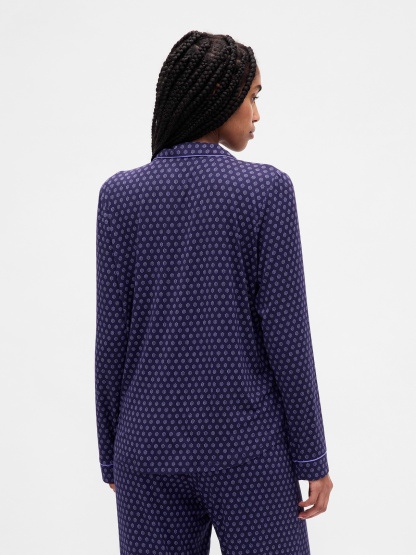 SoftMade Modal PJ Top - Blue foulard print