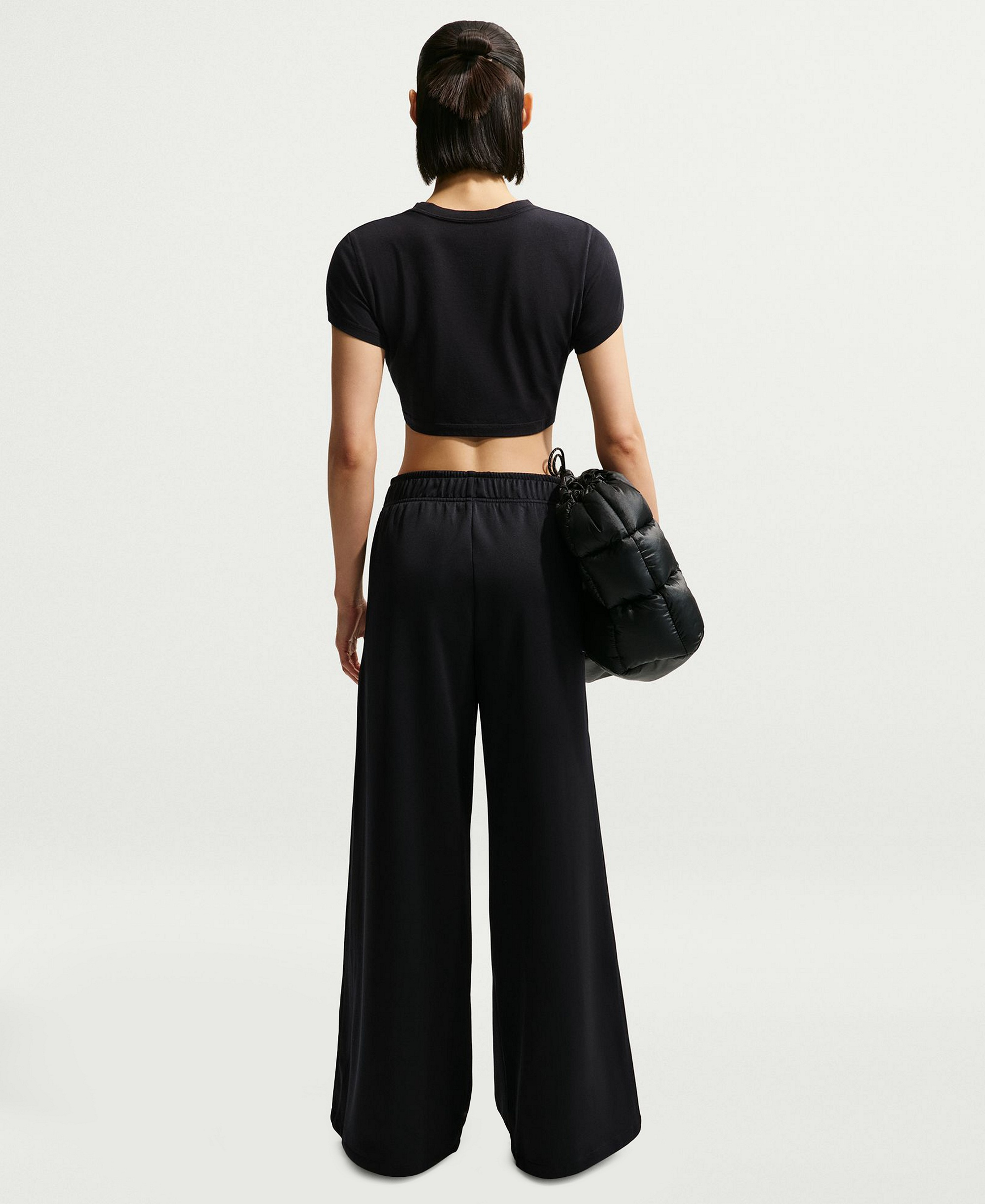 Nike Women's Sportswear Mid-Rise Wide-Leg Track Pants - Black/Sail