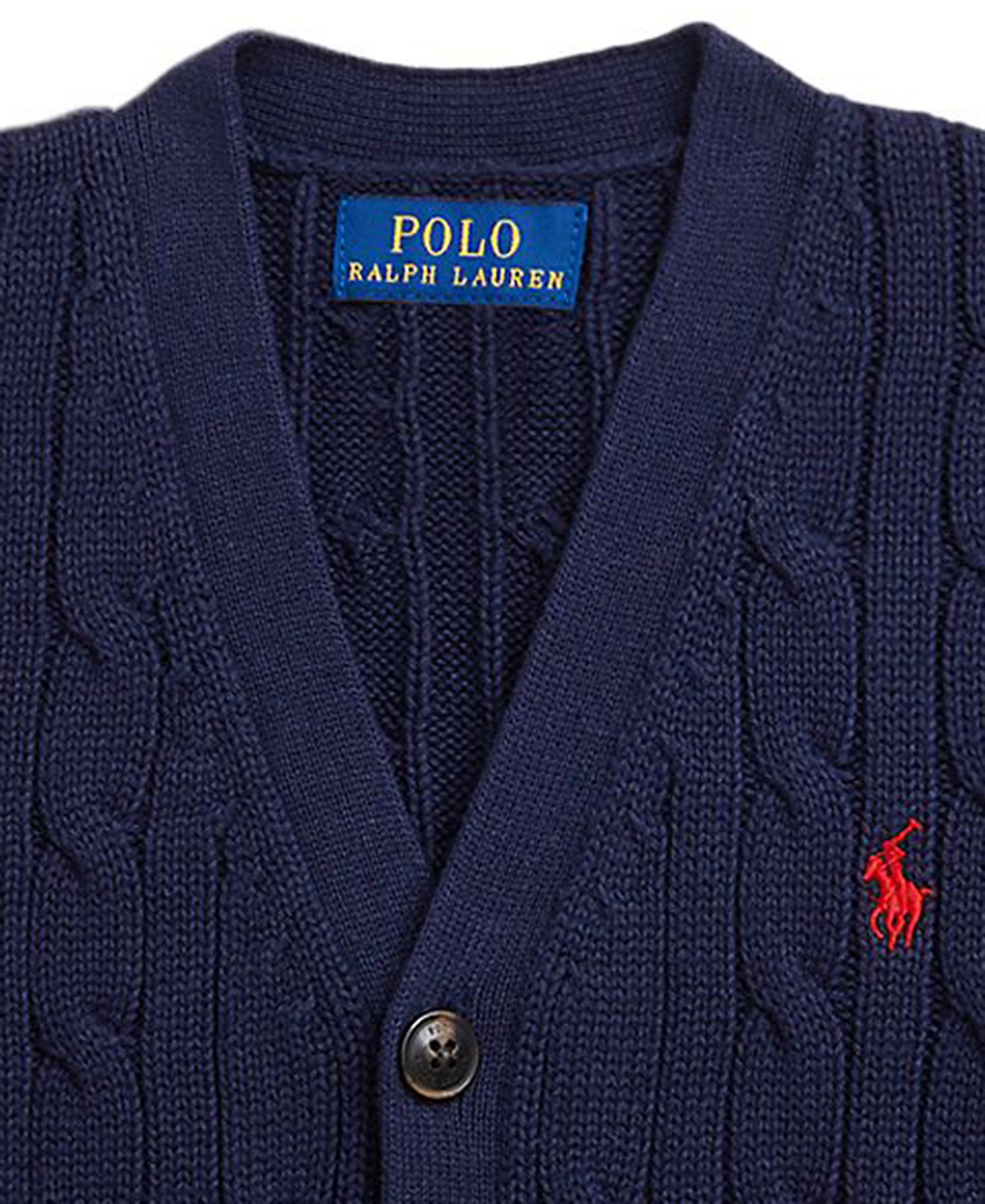 Polo Ralph Lauren Toddler and Little Boys Cable-Knit Cotton V-Neck Cardigan Sweater - Rl Navy