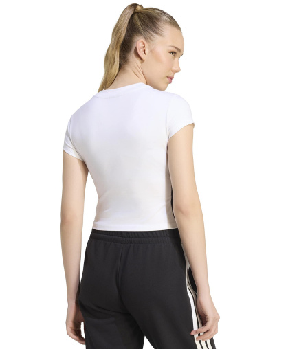 adidas Women's Essentials 3-Stripes Padded Slim Baby Cotton-Blend T-Shirt - White/black