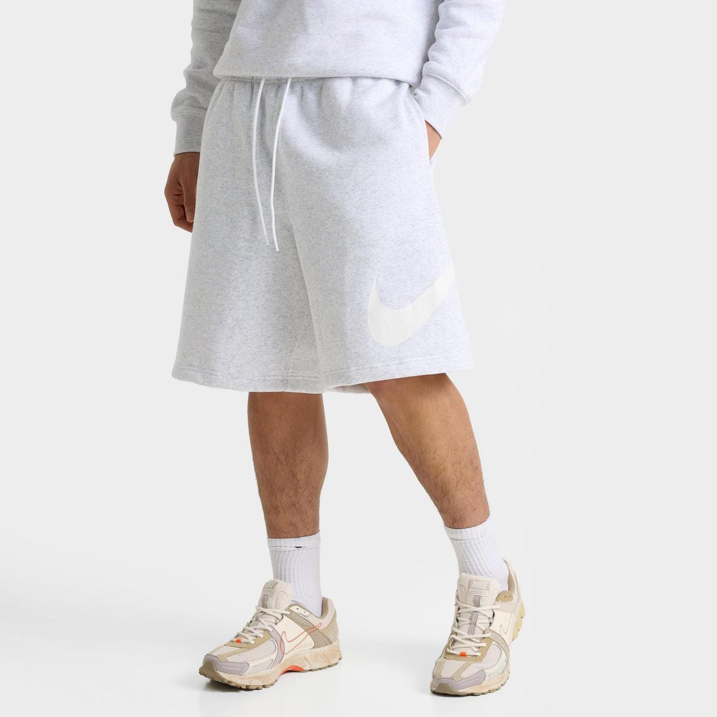 Men's Nike Club Fleece Swoosh Graphic Shorts - Birch Heather/White/White