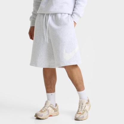 Men's Nike Club Fleece Swoosh Graphic Shorts - Birch Heather/White/White