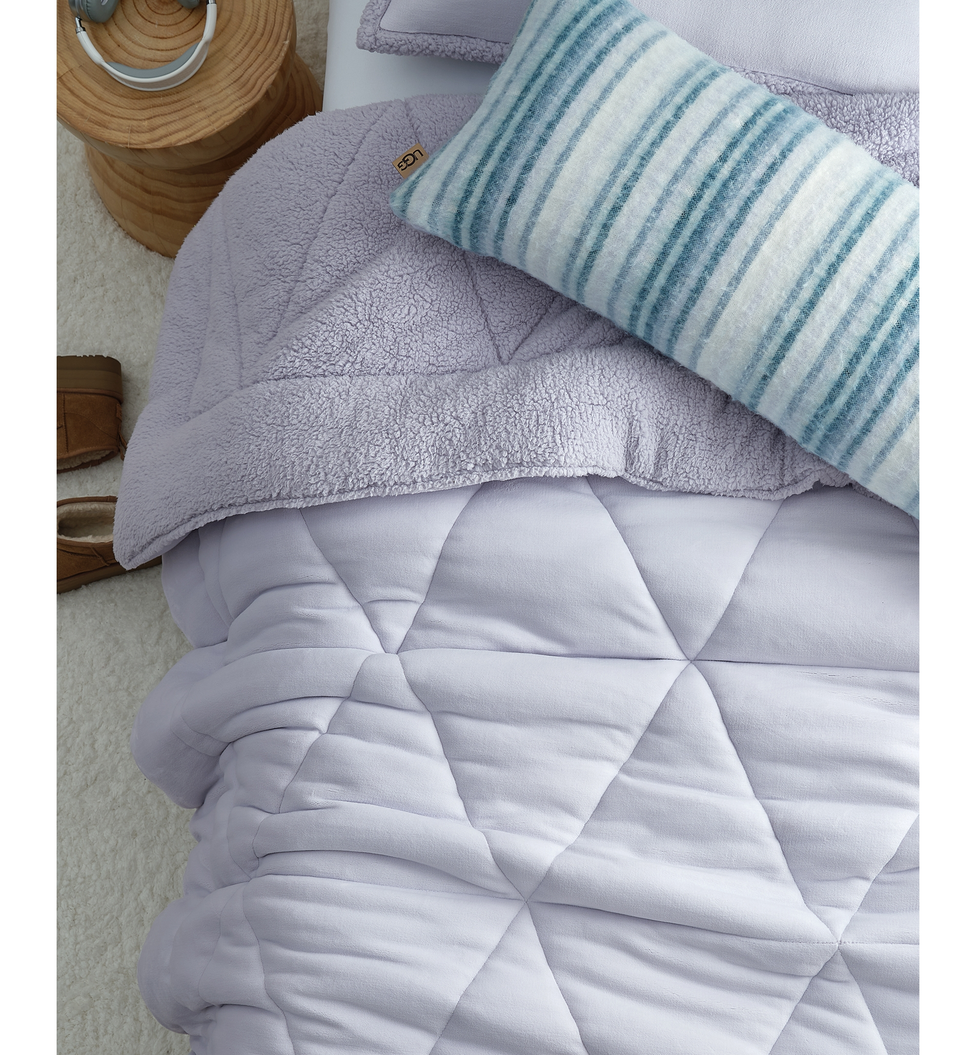 UGG® Avery Plush Reversible Comforter Sets - Lilac Hint