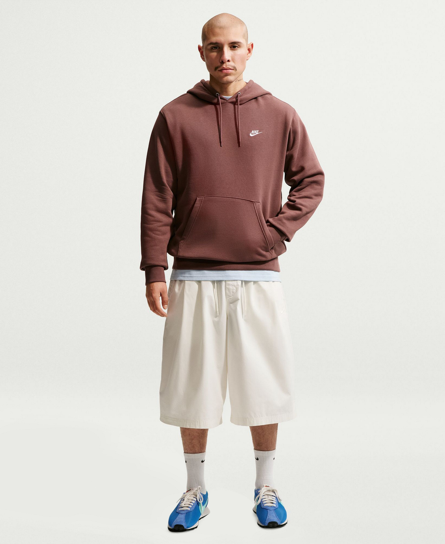 Nike Men's Club Pullover Fleece Hoodie Logo - Tattoo/White