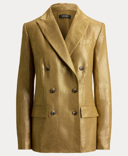Lauren Ralph Lauren Women's Foiled Peak Lapels Long-Sleeve Blazer - Brown/Gold Foil