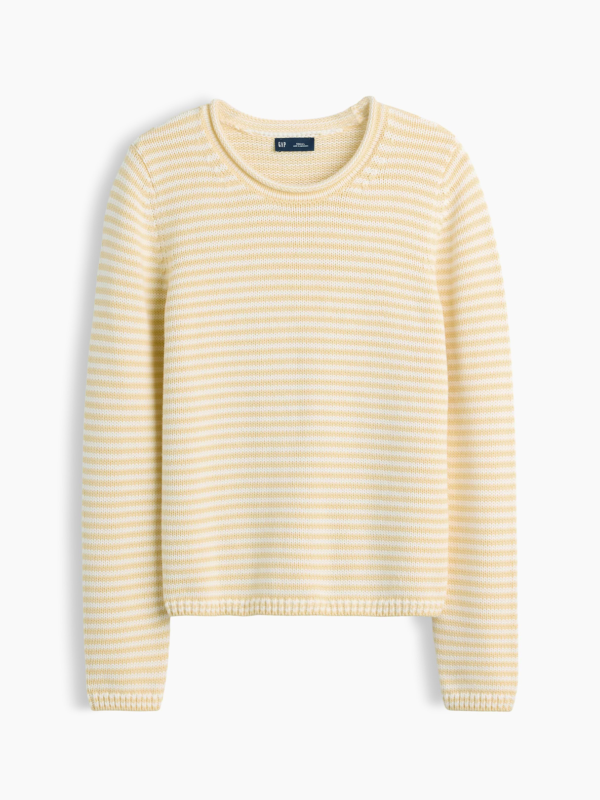 100% Cotton Rollneck Sweater - Yellow stripe