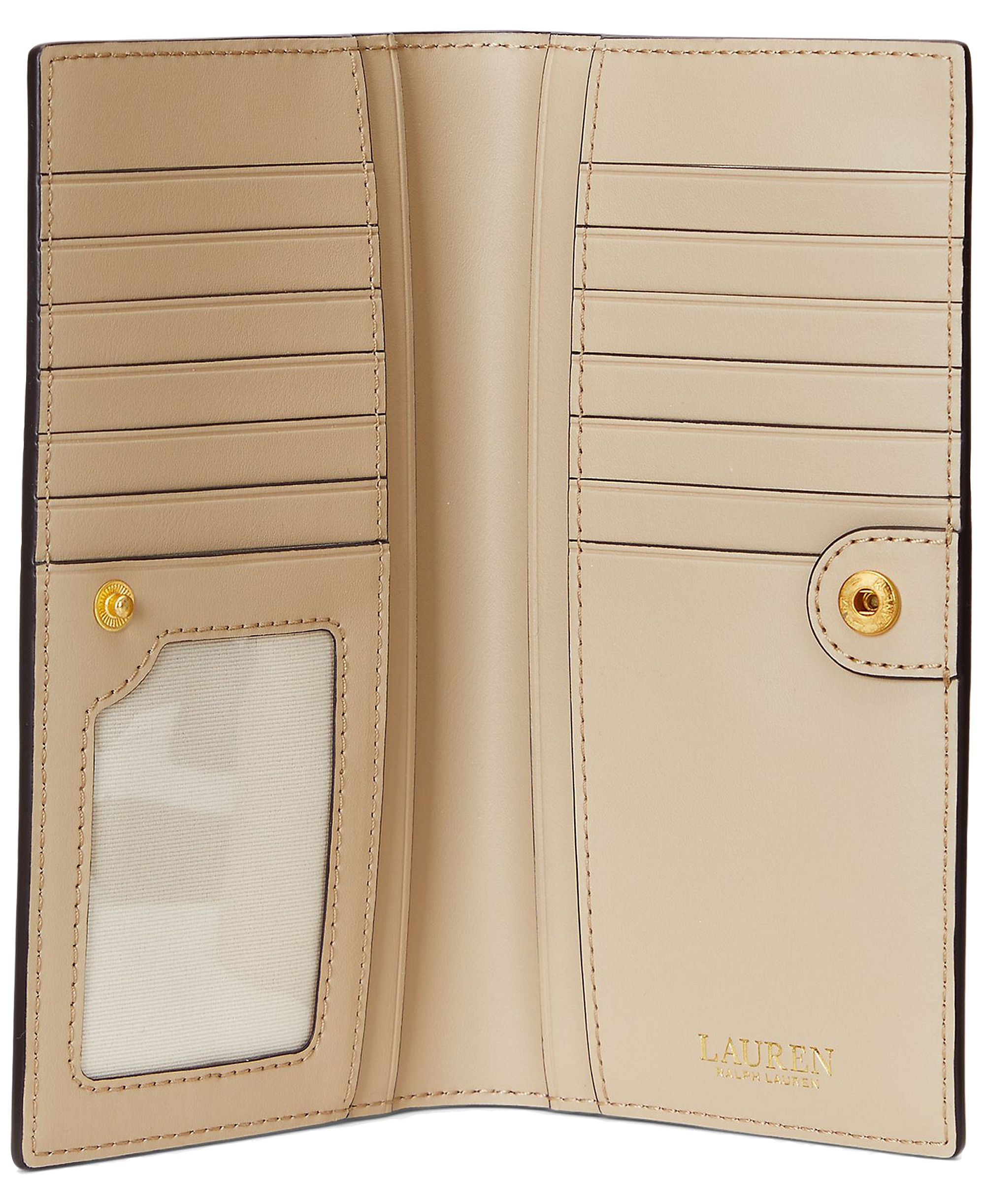 Lauren Ralph Lauren Crosshatch Leather Slim Snap Closure Wallet - Birch Tan