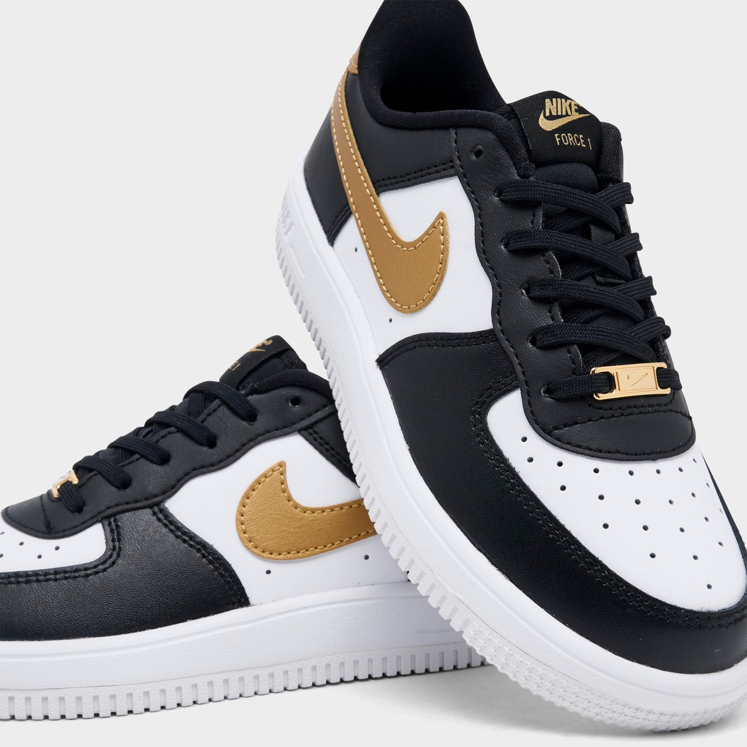 Little Kids' Nithtke Force 1 Casual Shoes - Part 1 - Black/Metallic Gold/White - Detail shot