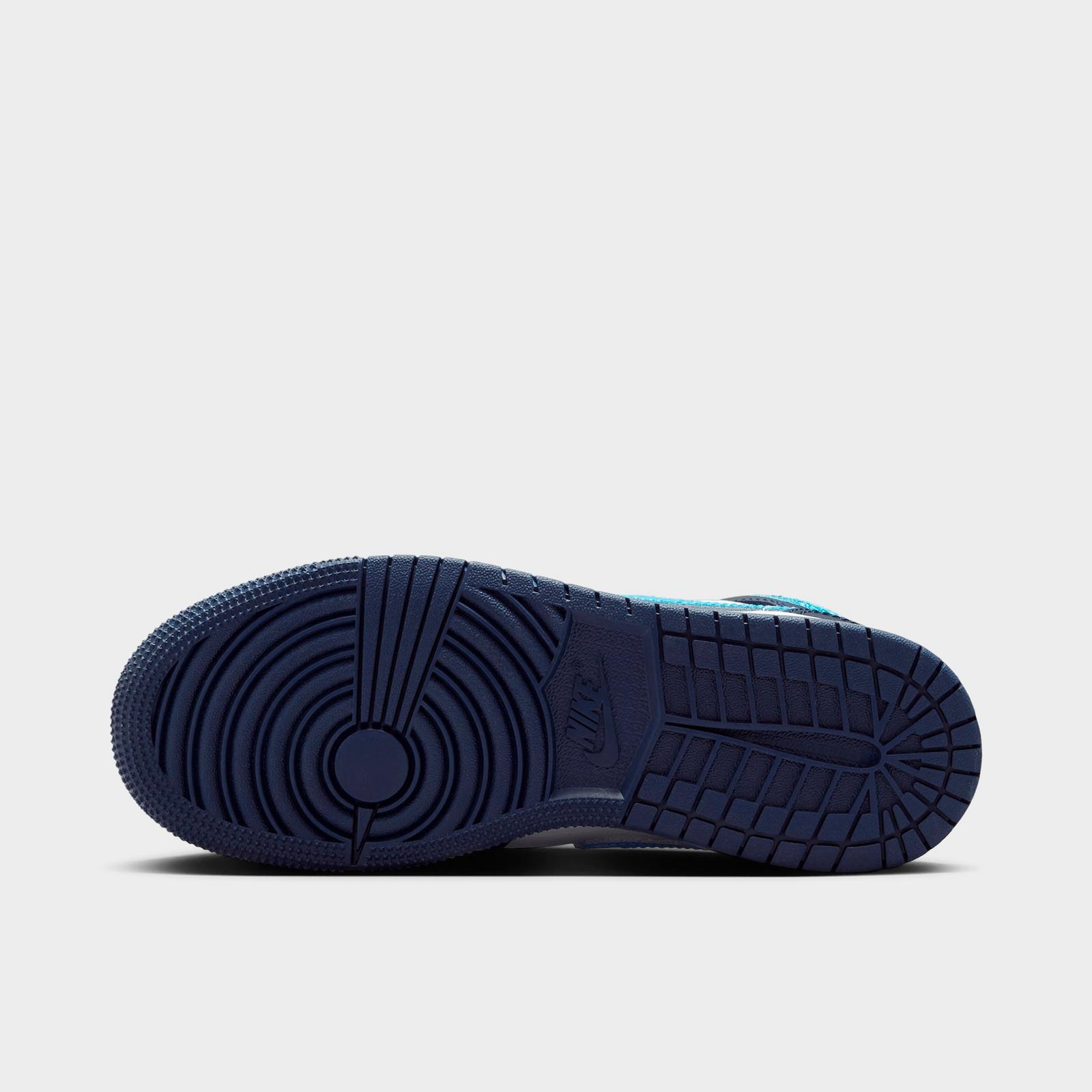 Big Kids' Air Jordan Retro 1 Mid Casual Shoes - Obsidian/White/Dark Powder Blue - view 6