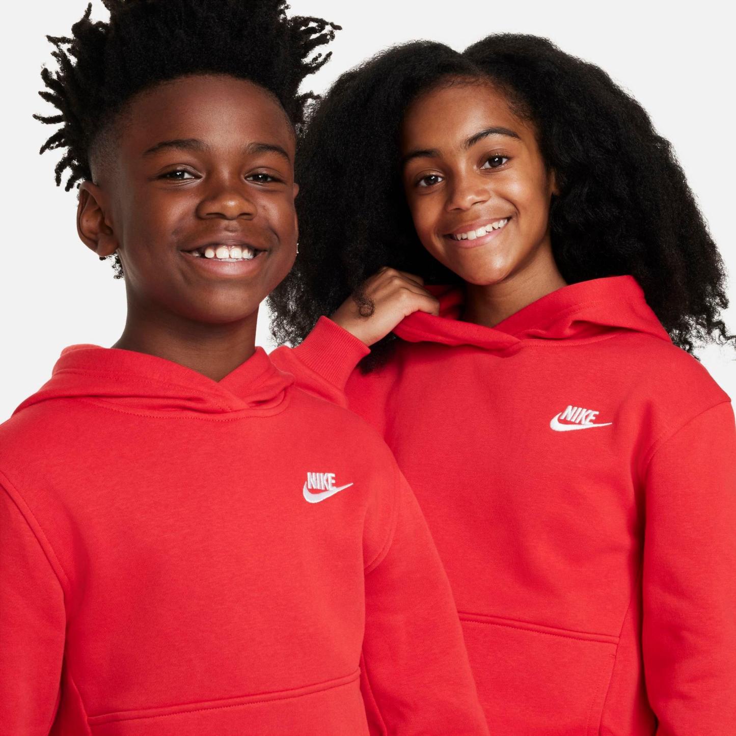 Big Kids' Nithtke Sportswear Club Fleece Pullover Hoodie - University Red/White