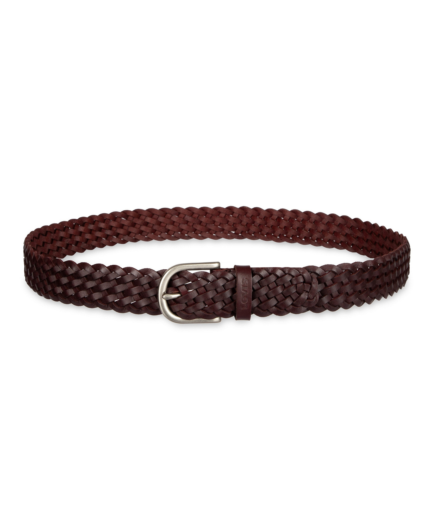 Levi's Women's Fully Adjustable Leather Braided Belt - Burgundy