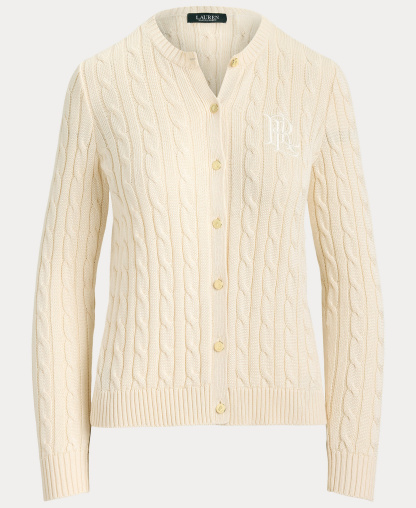 Lauren Ralph Lauren Women's Crewneck Buttoned Placket Cardigan Sweater - Mascarpone Cream