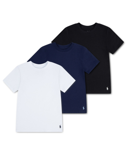 Polo Ralph Lauren Boys' 8-20 Crewneck Undershirts, 3-Pack - Polo Black